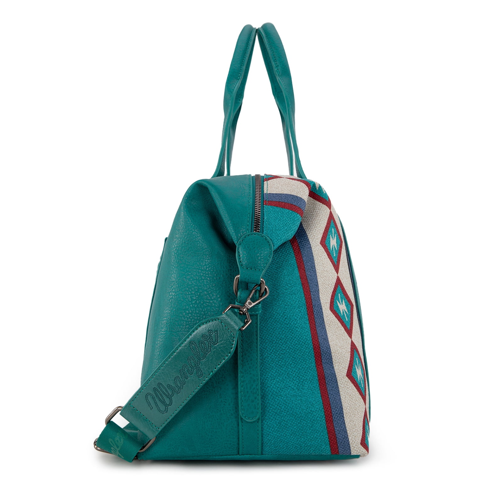 Wrangler Duffel Bag for Women Large Travel Weekender Bag Designer Aztec Carry On Bags Stylish, Aztec Turquoise