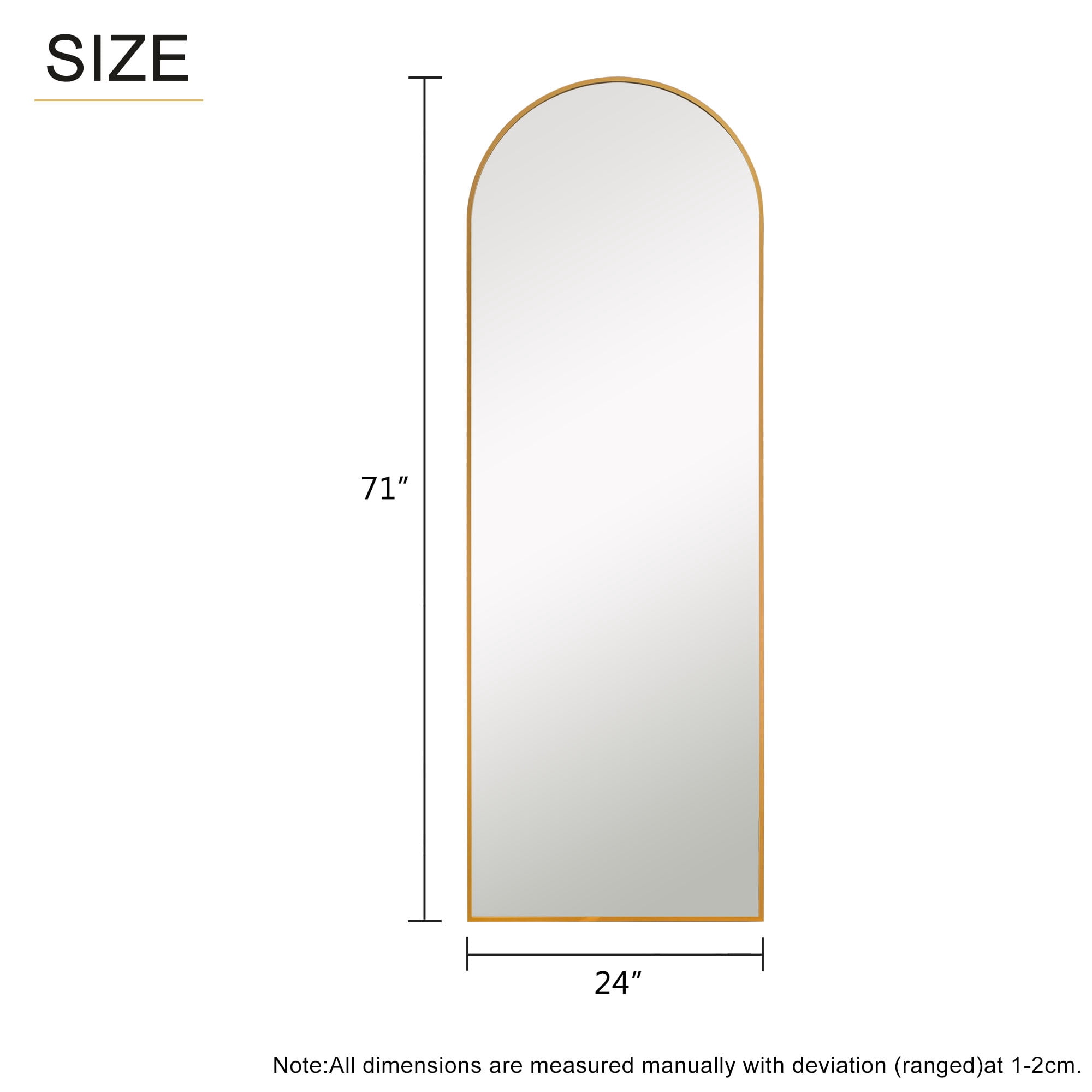 71" x 24" Floor Mirror Arch Standing Mirror Full Length Mirror Large Mirror for Bedroom Living room,Gold