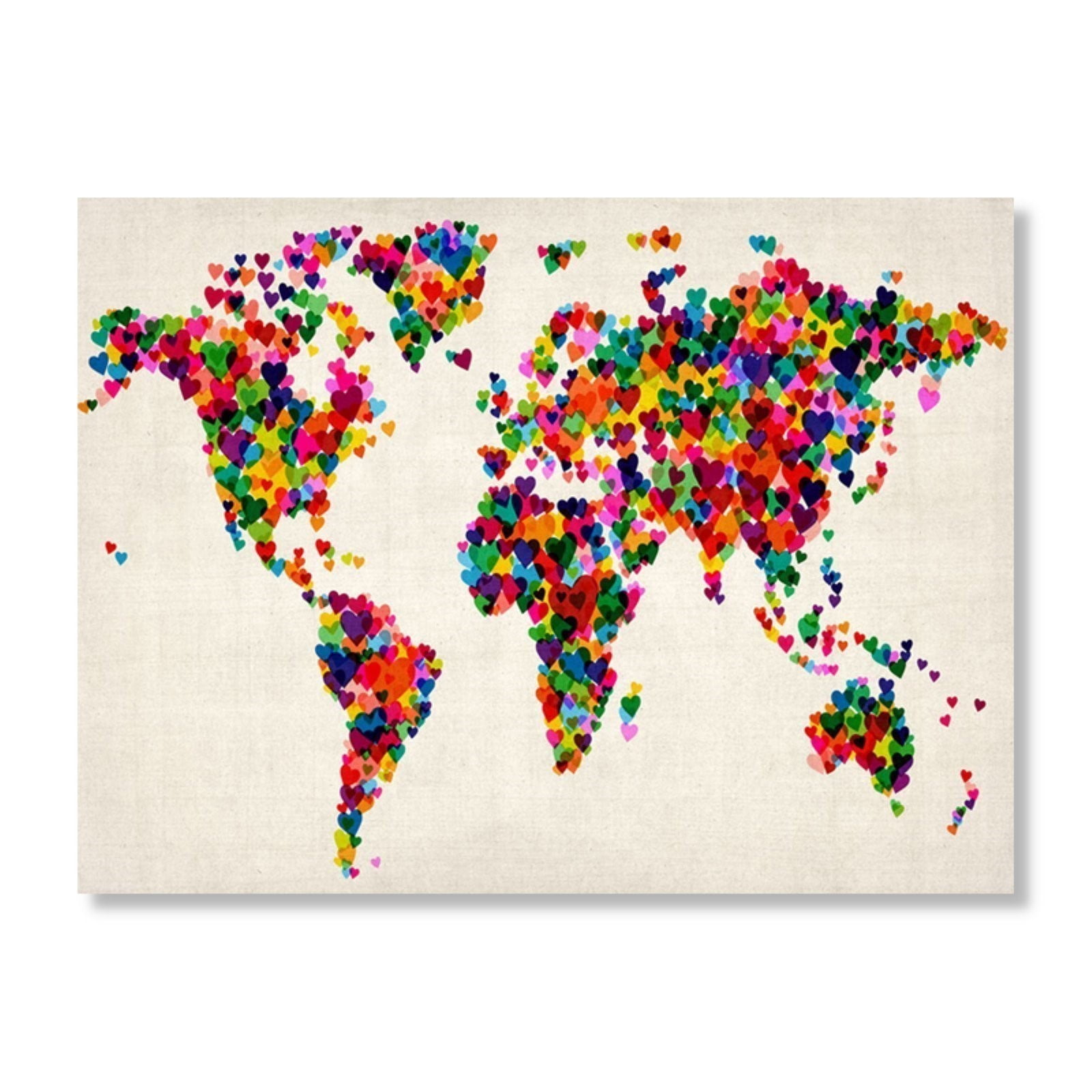 Trademark Art "Hearts World Map" Canvas Art by Michael Tompsett