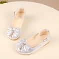 thumbnail image 4 of UTTOASFAY Toddler Shoes Children Infant Kids Baby Girls Shoes Bowknot Crystal Dance Shallow Single Shoes Silver 9Years, 4 of 6