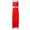 thumbnail image 3 of TiaoBug Girls Latin Dance Outfits Sequin Tassels Crop Top with Fringe Pants Cha Cha Tango Performance Wear Red 8, 3 of 7
