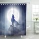 thumbnail image 1 of Cortina de Ducha Hombre Lobo Azul Niebla Aullando a la Luna 150x180 cm ABPHQTO, 1 of 1