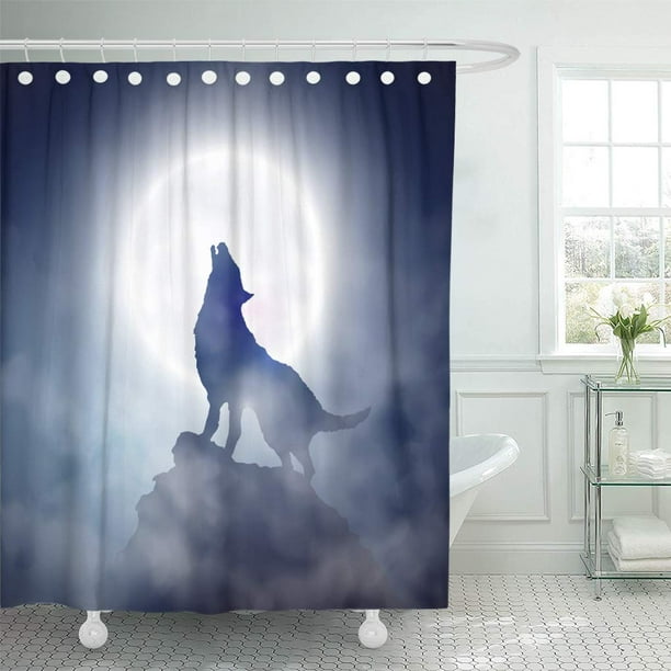 Libin Fog Blue Werewolf Wolf Howling At, Wolf Shower Curtain Bath Accessories