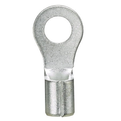Ring Terminal, 1/4 in Stud Size, 10 AWG, 2,000 V, Bare Insulated, Bare, Crimp Termination Only