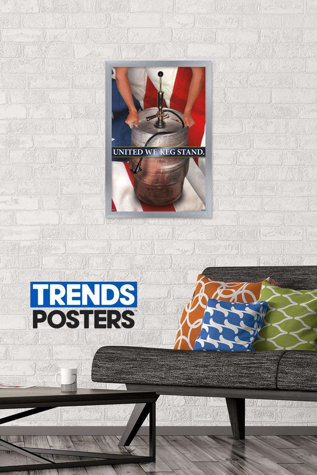 United We Keg Stand Wall Poster, 14.725" x 22.375", Framed