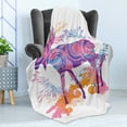 thumbnail image 4 of Moose Soft Flannel Fleece Throw Blanket, Unusual Deer Trippy Featured Color Effects Digital Vivid Display, Cozy Plush for Indoor and Outdoor Use, 60" x 80", Mauve and Orange, by Ambesonne, 4 of 5