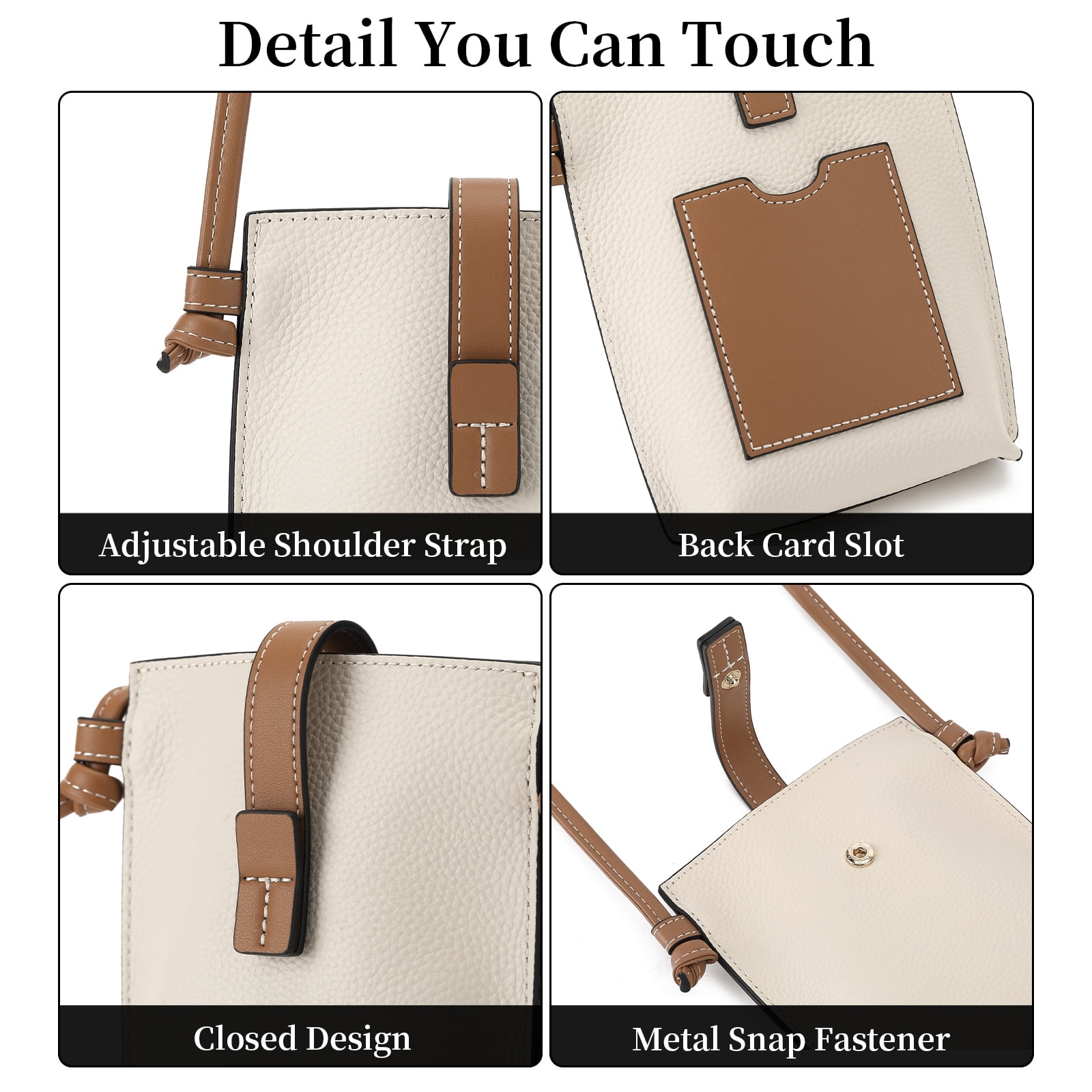 KALUNMA Vegan Leather Small Crossbody Bags for Women Snap Cell Phone Bag Purses Adjustable Strap