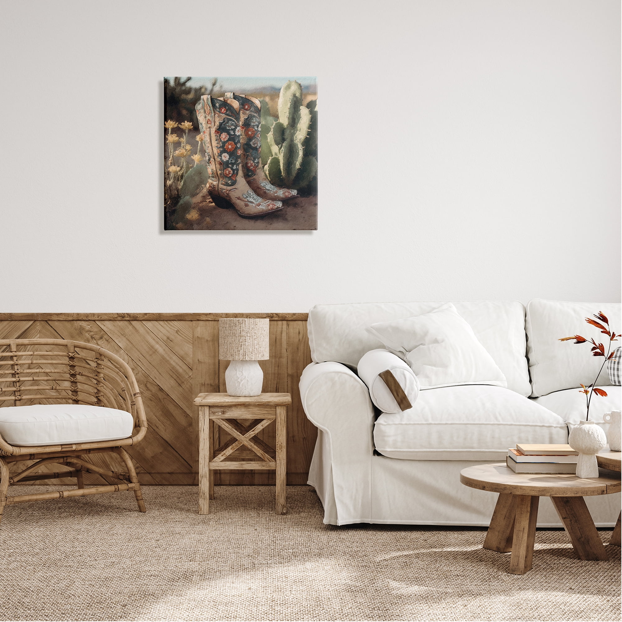 Stupell Industries Cowgirl Boots Landscape Beauty & Fashion Painting Gallery Wrapped Canvas Print Wall Art, 24 x 24