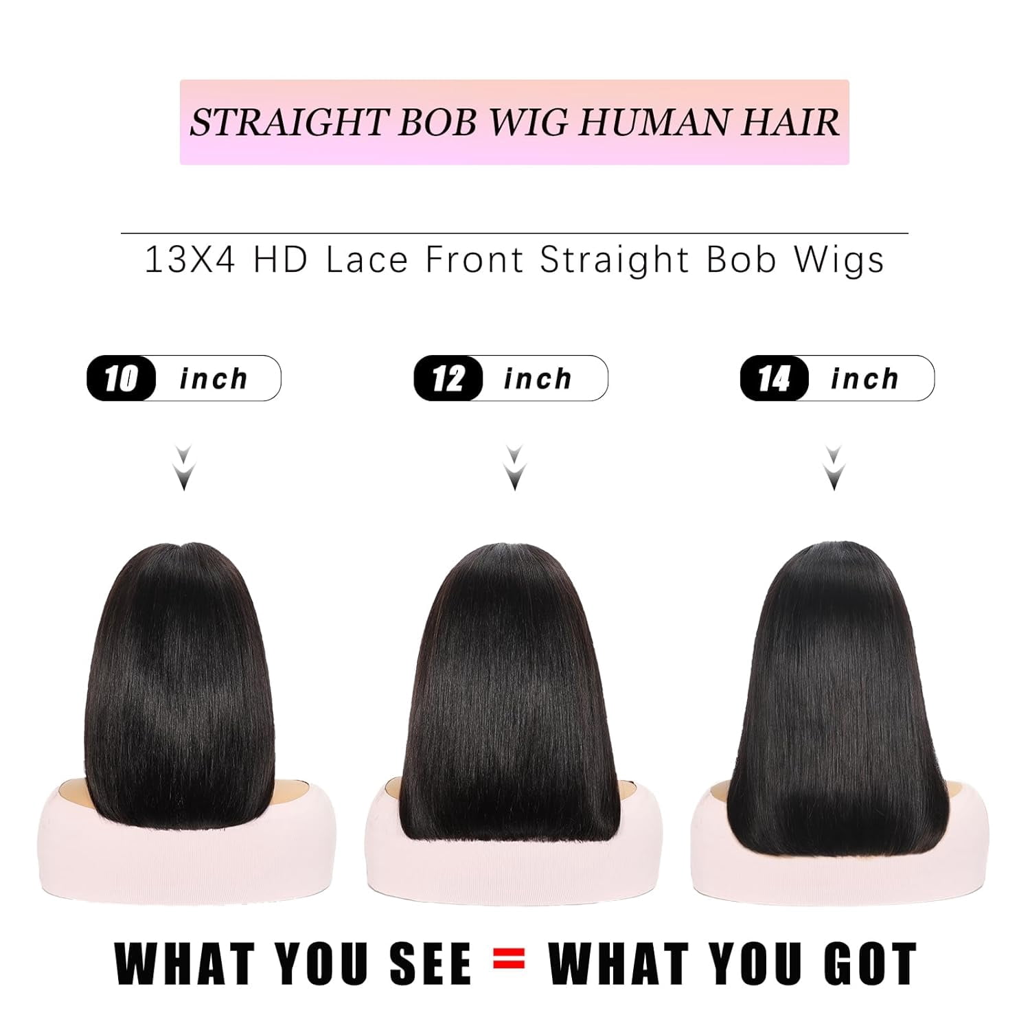 Straight Bob Wig Human Hair 13x4 HD Lace Front Bob Wigs for Black Women 180% Density 12A Glueless Bob Wigs Human Hair Pre Plucked with Baby Hair 12 Inch Bob Human Hair Wig Natural Black