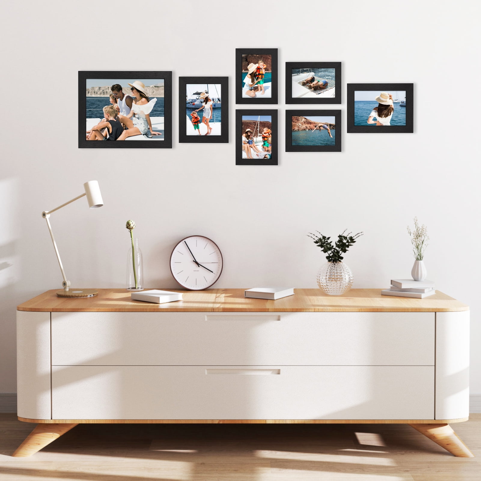Giftgarden 4x6 Picture Frame Set of 7, Black 4 by 6 Photo Frames for Wall and Tabletop Display