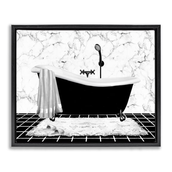 Stupell Industries Modern Marble Pattern Tub Black Floating Frame Canvas Art, 21 x 17, by Conrad Knutsen