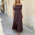 thumbnail image 5 of DHFJKG Summer Dresses For Women Off Shoulder Maxi Dress Chiffon Short Sleeve Party Flowy A-Line Wedding Guest Dress Cozy Dresses, 5 of 6