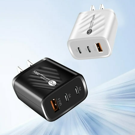 Yannianjz 2Pcs Power Adapter Charger Dual Type-C USB Fast Charging Plug 5V2.4A Wall Charger for Mobile Phones Tablets Headphones Electronic Devices