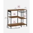 thumbnail image 4 of Baker's Rack, Coffee Bar Stand with Charging Station, Storage Shelves, Pull-Out Wire Basket, Table for Microwave, Kitchen, Rustic Walnut, 4 of 8