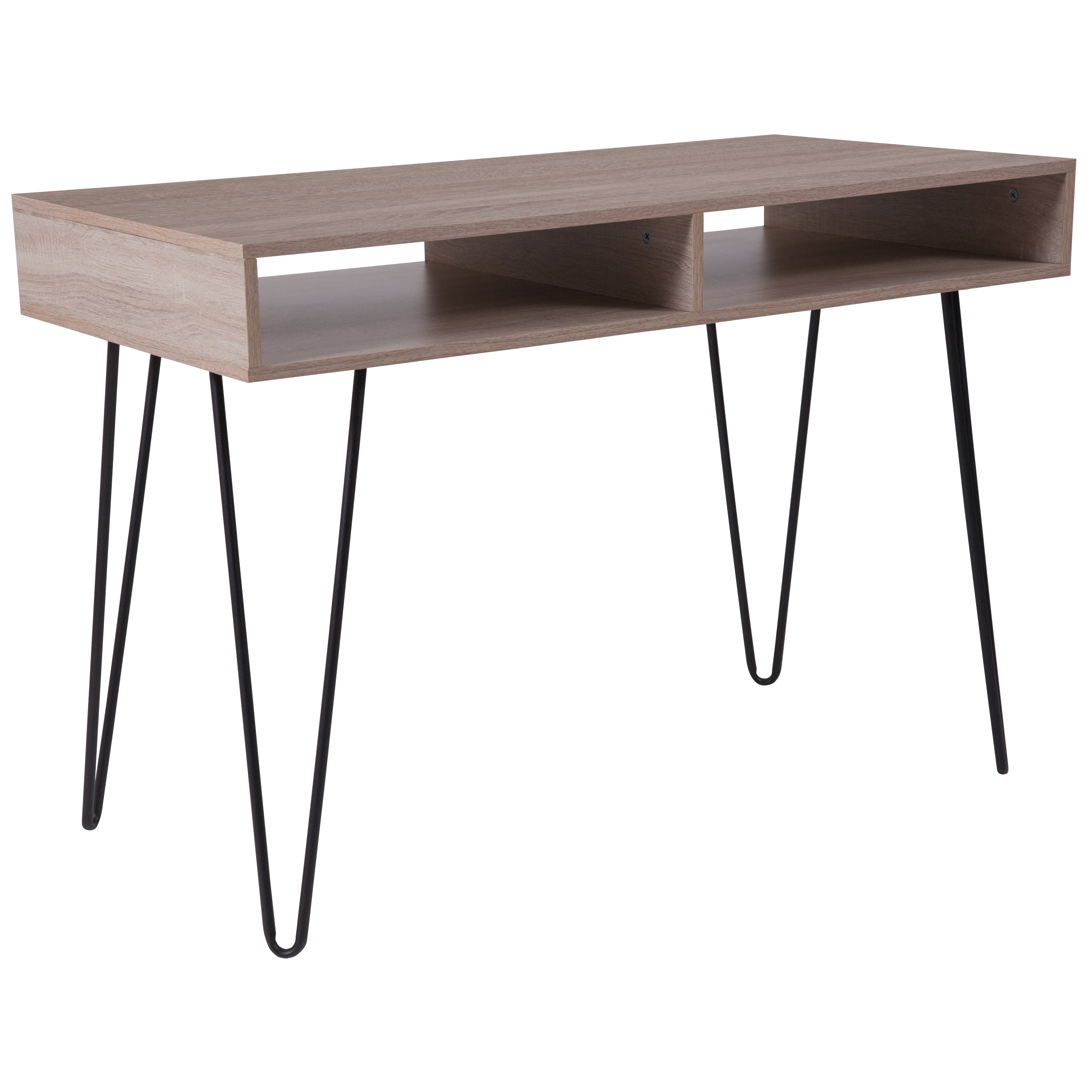 Flash Furniture Franklin Oak Wood Grain Finish Computer Table With Black Metal Legs