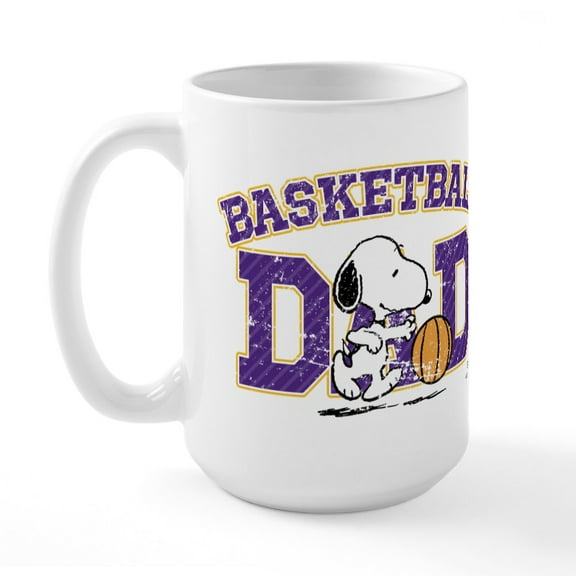 CafePress - Snoopy Basketball Dad Large Mug - 15 oz Ceramic Large White Novelty Mug