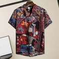 thumbnail image 5 of sunsanly Men Beach Shirt Colorful Geometric Print Short Sleeves Buttons Turn-down Collar Cooling Loose Vintage Ethnic Men Shirt Men Clothes, 5 of 7