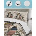 thumbnail image 4 of Quilts Twin Size, Vintage Birds Soft Comforter Bedding Set for Bed, Country Envelope Postmark Farmhouse Botancial Lightweight Quilted Bedspread with Pillow Cover(2 Pieces) for All Season, 68x86 Inch, 4 of 6