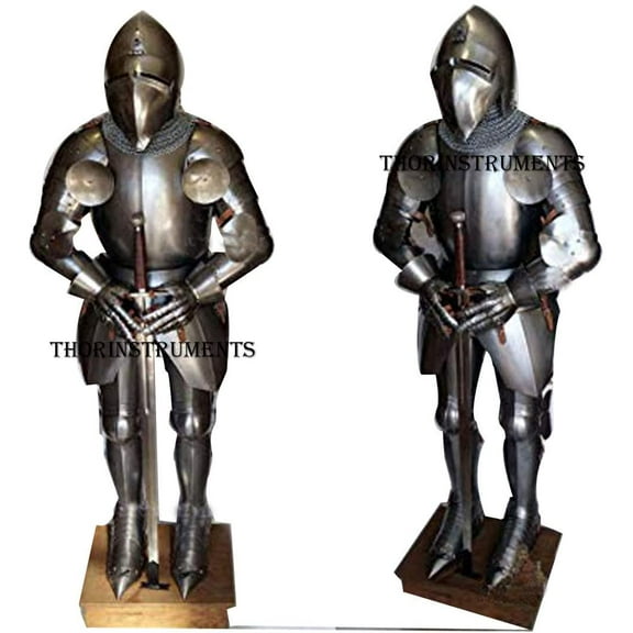 Medieval Knight Suit Of Armor Bascinet Helmet With Klappvisor