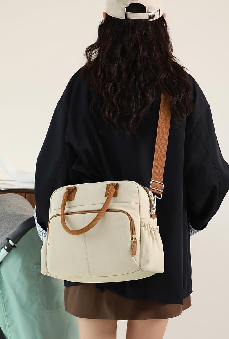 Sunyuer Diaper Bag Tote, Travel Stylish Mommy Bag with Stroller Clips, Large Capacity Hospital Bag for Labor and Delivery