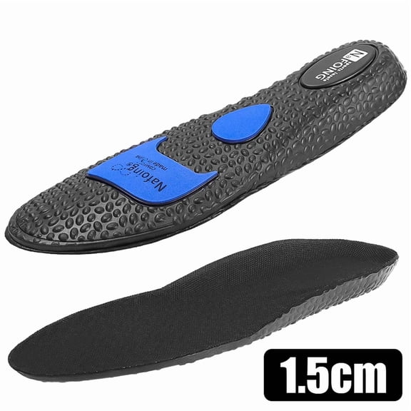 Cushion Height Increase Insoles Men Women EVA Thicken Shock Absorption Arch Support Sport Running Shoe Sole Orthopedic Foot Pads black 1.5cm 45-46