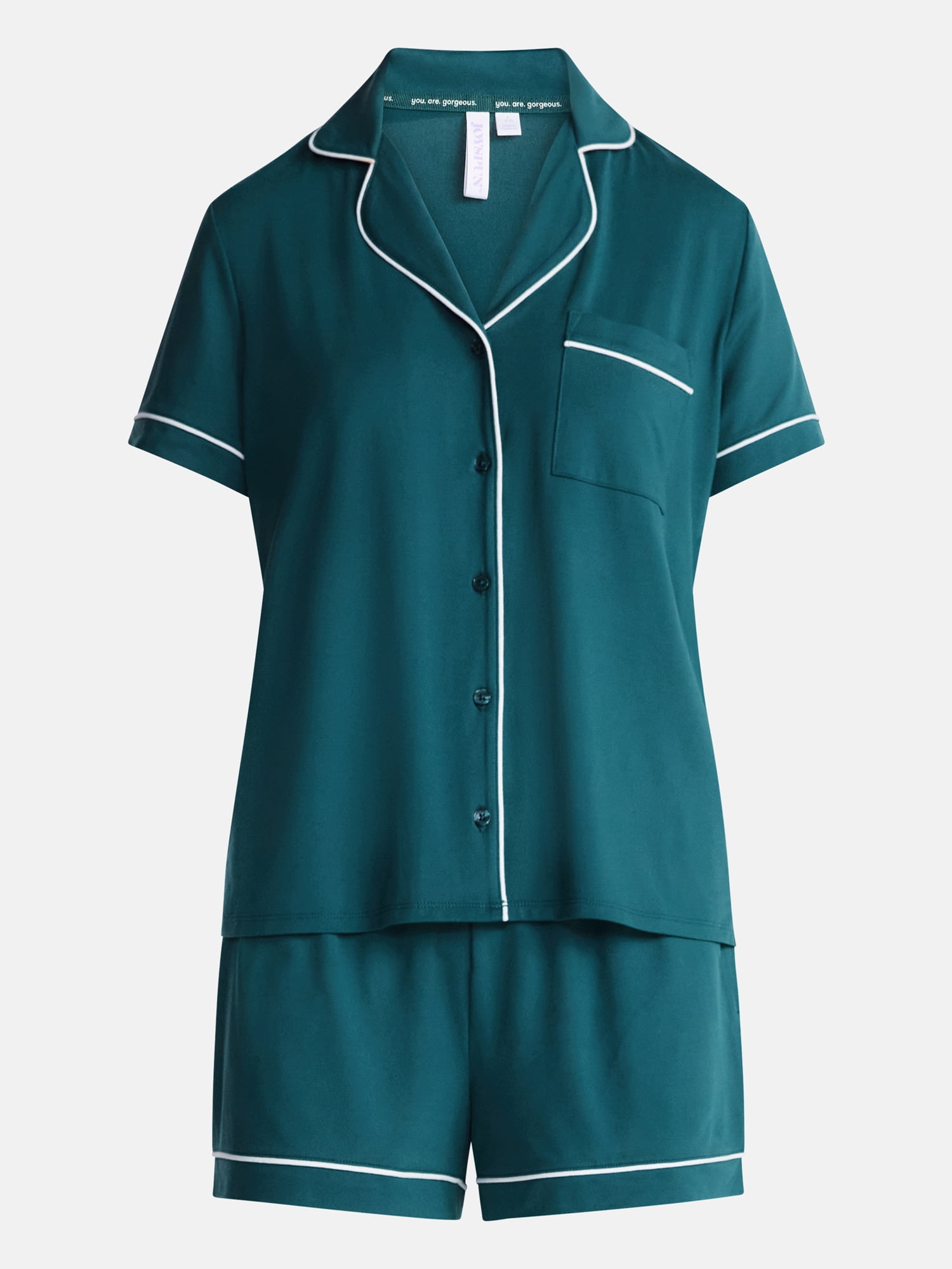 Joyspun Women's Dreamy Soft Collection Notch Collar Top and Shorts Pajama Set, 2-Piece, Sizes XS-3X