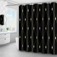 thumbnail image 3 of Black Gold Modern Shower Curtain Gold Abstract Striped Shower Curtains for Bathroom Decor Geometric Luxury Fabric Hotel Style Bath Curtain with 12 Hooks Machine Washable, 72\u201d X 72\u201d, 3 of 6