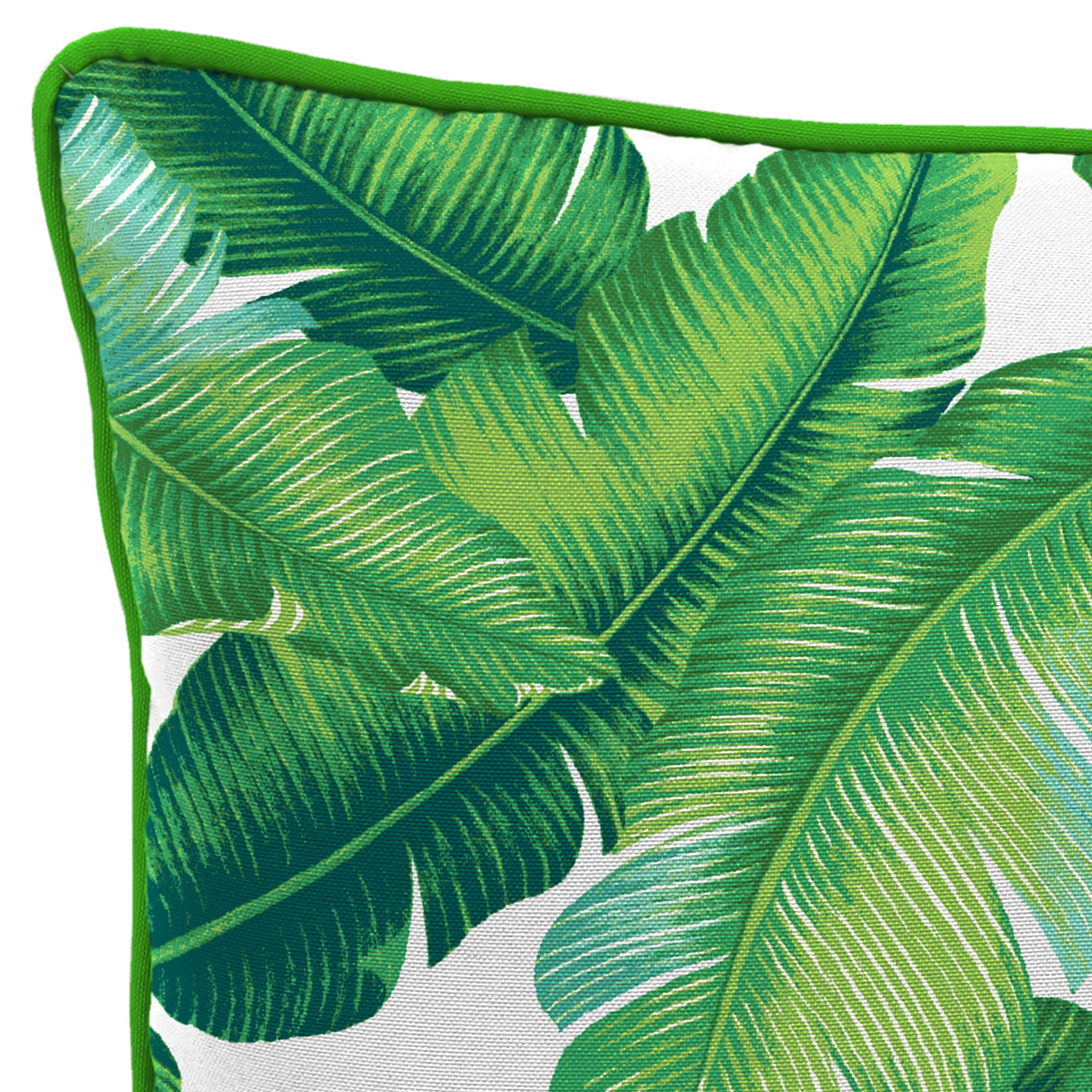 Jordan Manufacturing 16" x 16" Green Palm Leaves Square Outdoor Throw Pillow with Welt