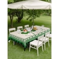 thumbnail image 3 of Outdoor Tablecloth with Umbrella Hole and Zipper, St. Patrick's Day Rectangle Table Cloth 54x80 Inch Waterproof Tablecloth, Green Shamrock Plaid Beige Spring Picnic Table Cover for Patio Camping, 3 of 7