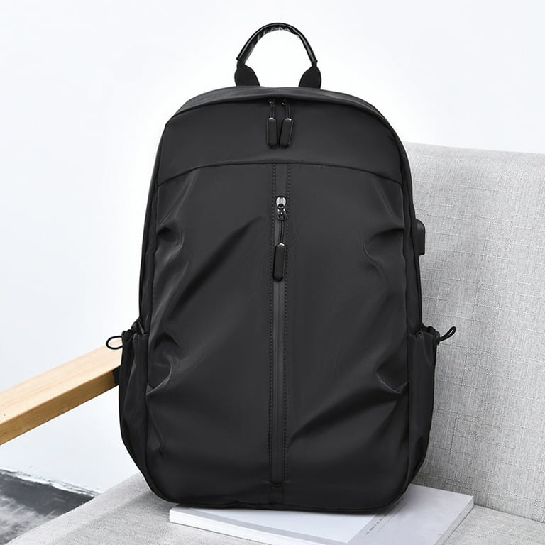 School Starts Season Fashion Women Men Student Zipper Solid Color School Bag Nylon Water Proof Backpack USB Rechargeable Laptop Bag Cute Backpacks