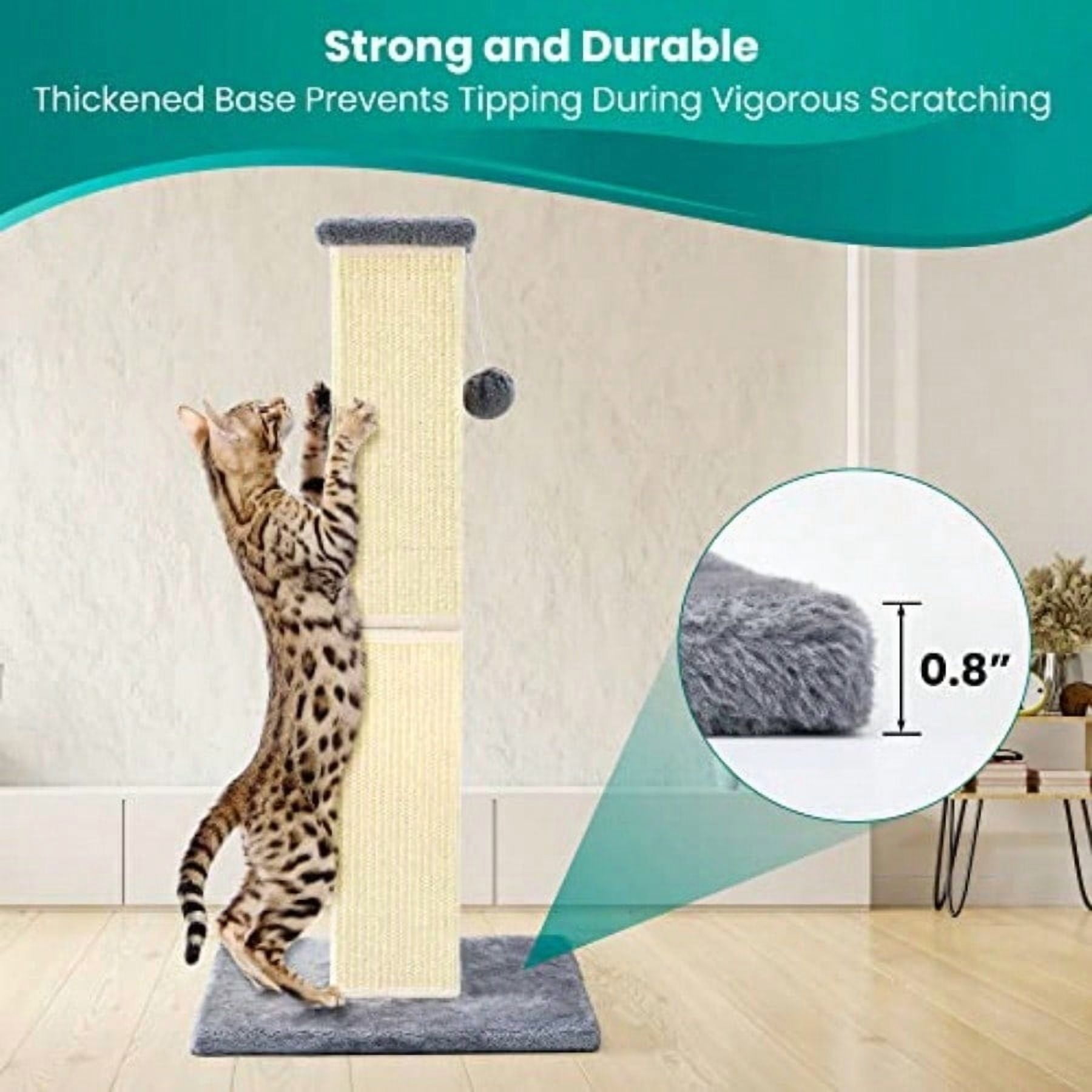 Cat Scratching Post 32 Inch For Indoor Large Cats And Kitten Nature Sisal Tall Cat Scratch Post Sisal Cat Scratcher Improve Cat's Scratching Habits And Protect Your Furniture Grey