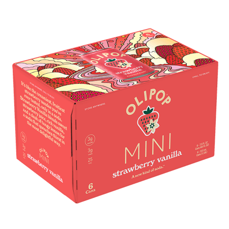 Olipop Minis Prebiotic Soda Pop, Strawberry Vanilla, High Fiber, 7.5 fl oz 6 Pack