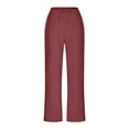 thumbnail image 6 of Tungbrin Women's Cotton Linen Capris Pants Drawstring High Waist Straight Leg Trousers Solid Fashion Casual Pants with Pockets, 6 of 6