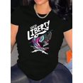 thumbnail image 1 of Camiseta Suelta para Mujer Primavera VeranoWomen's Patriotic "Liberty" Graphic Tee - Casual Short Sleeve T-Shirt with Bold Flag Design, Comfortable Summer Top for Casual Attire, Country T ShirtsFath, 1 of 6