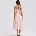 thumbnail image 6 of Women's Pink Floral Lace Trim Spaghetti Strap Midi Dress Sweetheart Corset Waist A‑Line Vintage Party Wedding Guest Dress, 6 of 7
