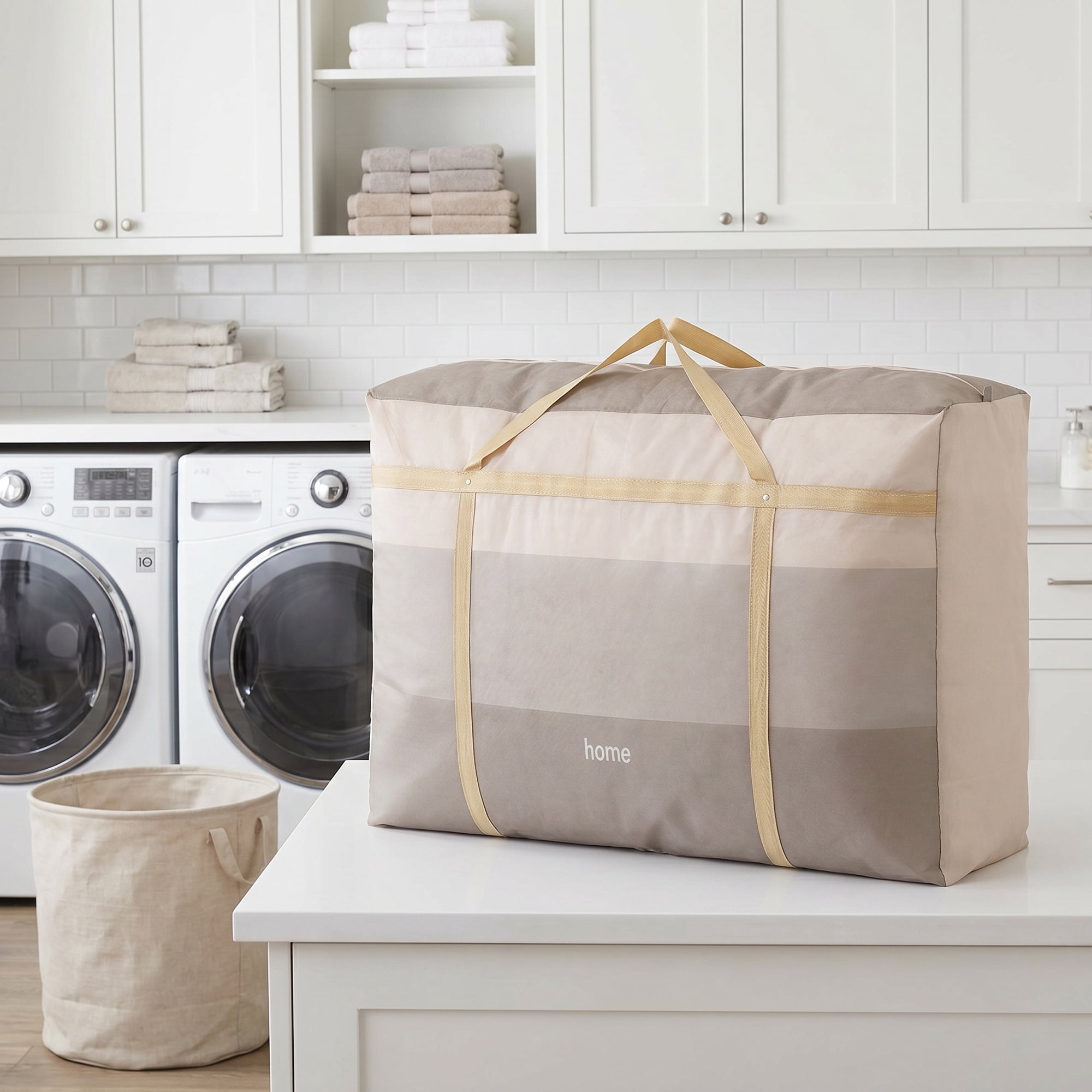 Unique Bargains Non-woven Storage Bag 200L Extra Large Duffel Brown 29.5"x19.7"x10.6"