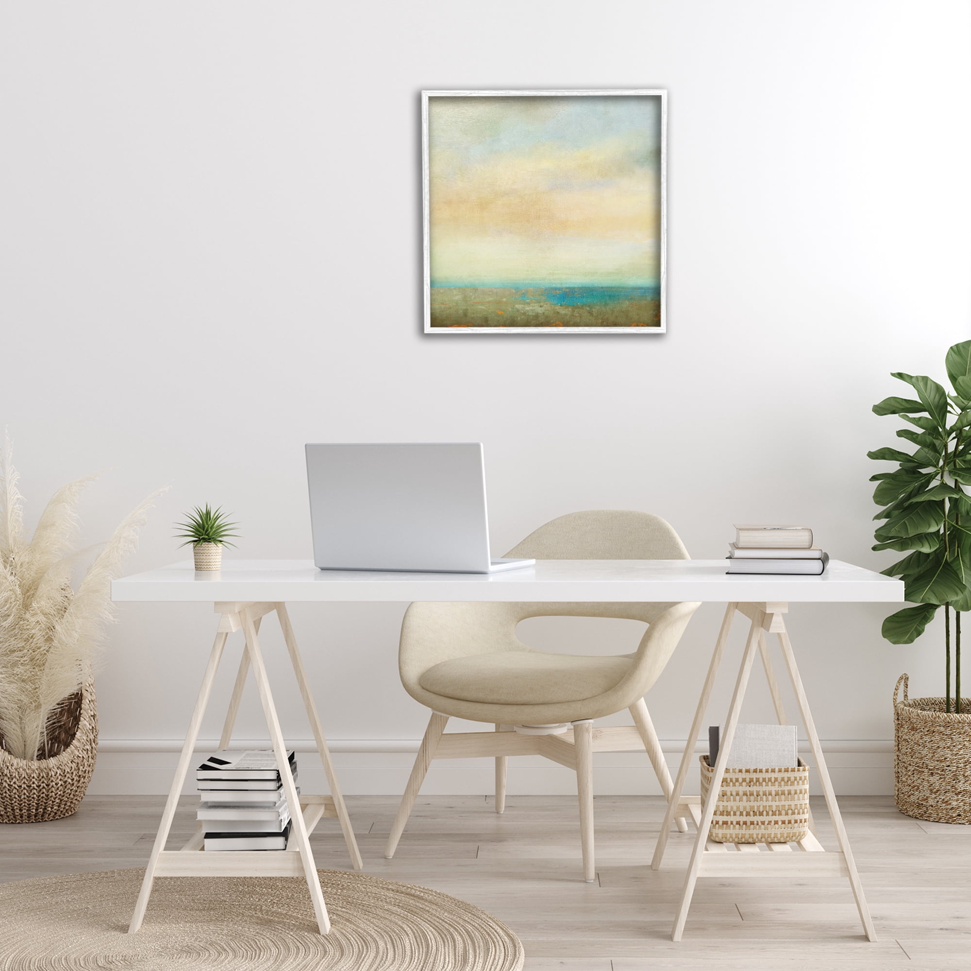 Stupell Industries Abstract Sunlit landscape Landscape Painting White Framed Art Print Wall Art, 24 x 24