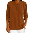 thumbnail image 2 of Wlynlyn Corduroy Long Sleeve Shirts for Women Quarter Button V-Neck Solid Color Loose Comfy Casual Tops, 2 of 8