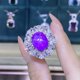 thumbnail image 1 of Anillo abierto con forma de huevo de paloma de luz de estrella púrpura de 10 x 12 con diamantes de imitación de amatista y diamantes de imitación elegantes para mujer, 1 of 5