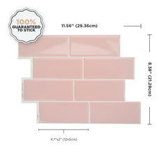 Smart Tiles Peel and Stick Backsplash, 5 Adhesive Tiles, Metro Pink, 11.55"x8.38"