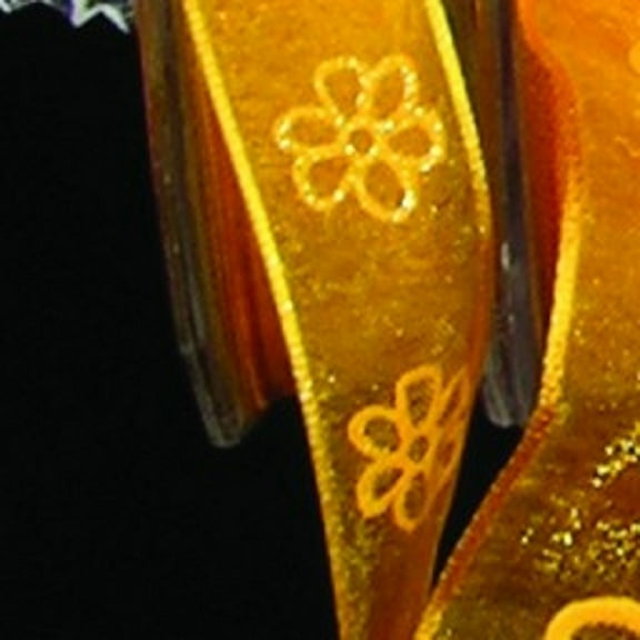 The Ribbon People Amber Yellow Floral Wire Edged Craft Ribbon 1.5" x 27 Yards
