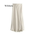 thumbnail image 6 of Willshela 2024 Black Satin Skirt Woman High Waist Elegant Long Skirts For Women Fashion Summer Midi Skirt Office Women's Skirts, 6 of 9