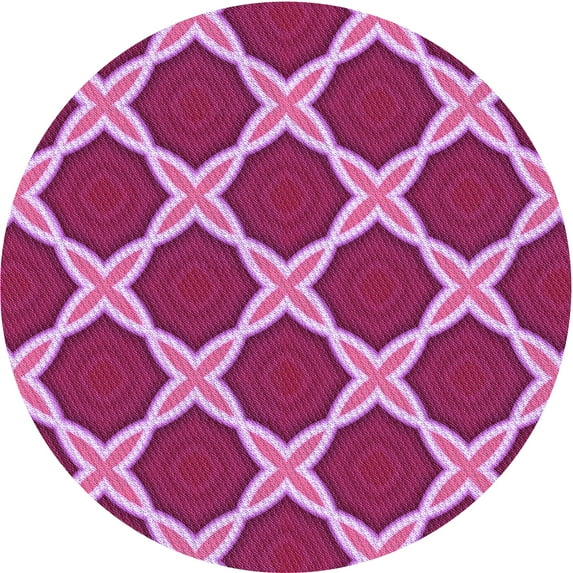 Ahgly Company Machine Washable Indoor Round Transitional Raspberry Red Area Rugs, 7' Round