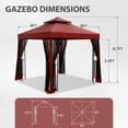 thumbnail image 4 of EAGLE PEAK 8' x 8' Outdoor Patio Gazebo, Steel Metal Gazebo With Soft Top Double Roof Canopy with Netting, Red, 4 of 9