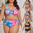thumbnail image 2 of ENJOYW 2Pcs/Set Women Bikini Floral Print Adjustable Plus Size Spaghetti Straps High Waist Split Swimsuit for VacationPolyester, 2 of 7