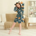 thumbnail image 4 of FORMRS Niños Bathrobe Unisex Hooded Robe Soft Plush Pajamas Sleepwear, Size 7-9T, Green Floral Oranges, 4 of 7