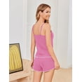 thumbnail image 5 of Ekouaer Womens Cami Pajama Sets 2 Piece Ribbed Knit PJs Soft Lingerie Sleeveless Tank Top and Shorts Camisole Lounge Set Light, 5 of 6