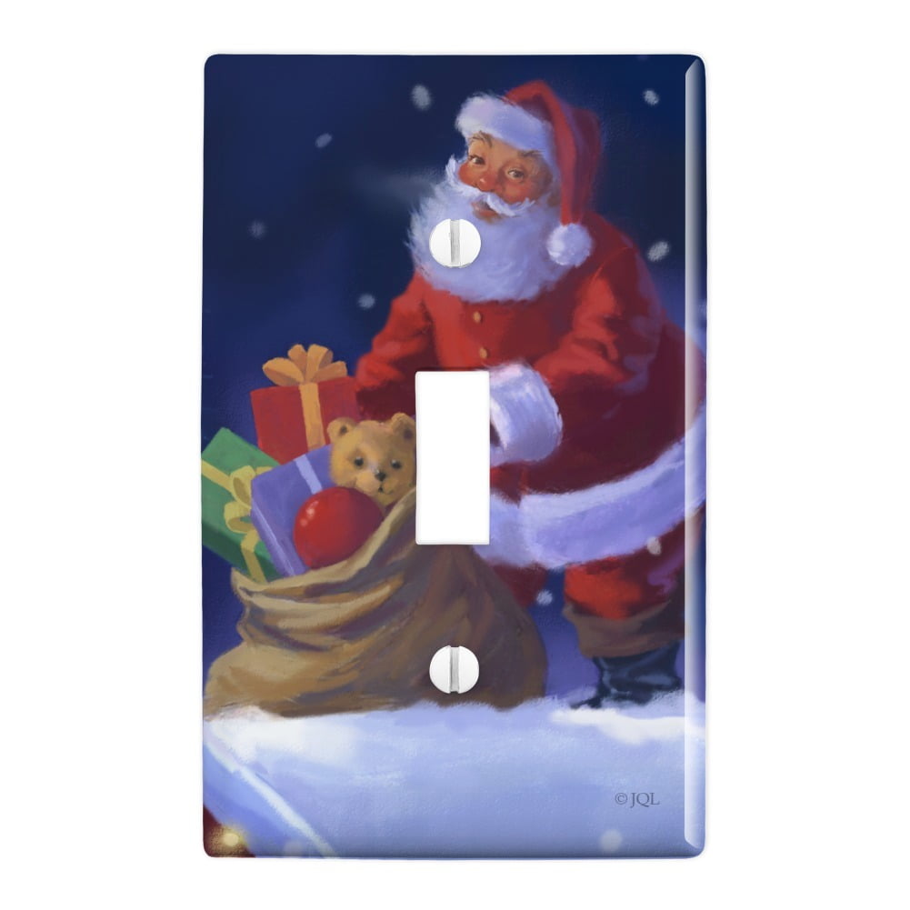 Christmas Holiday Rooftop Santa Plastic Wall Decor Toggle Light Switch Plate Cover