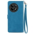 thumbnail image 6 of Allytech Wallet Case for OnePlus 12R, Embossed Luxury PU Leather Case with Kickstand & Card Slots, Slim Zipper Pocket Detachable Wrist Strap Magnetic Clasp Anti-Drop Case - Blue, 6 of 6