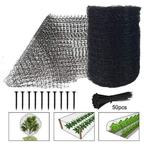 Feitore 7’ x 100’ Black Deer Netting with 10 Installation Nails & 50 Cable Ties